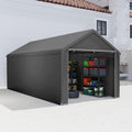 AufuN Carports, Grau, Carport Zeltgarage 3x6m, Wasserdichtes Lagerzelt mit PE-Dach, Reißenresistenter Garagenzelt mit abnehmbaren Seitenwänden