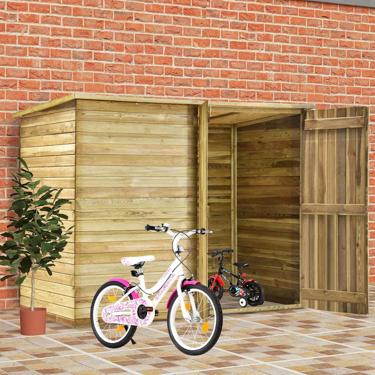 Gerätehaus Tidyard, 232x110x170 cm, Holz, Fahrradgarage Gartenschuppen hütte Geräteschuppen Blockh