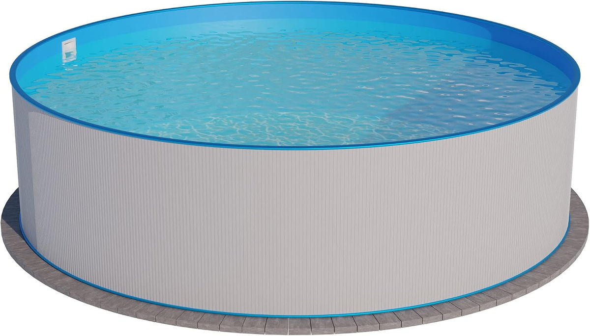 Summer Fun Stahlrahmenpool, 120 cm, 0,4 mm, Weiß/Blau, Stahlwandpool rund Größe wählbar, tief, Stahl weiß, Folie blau
