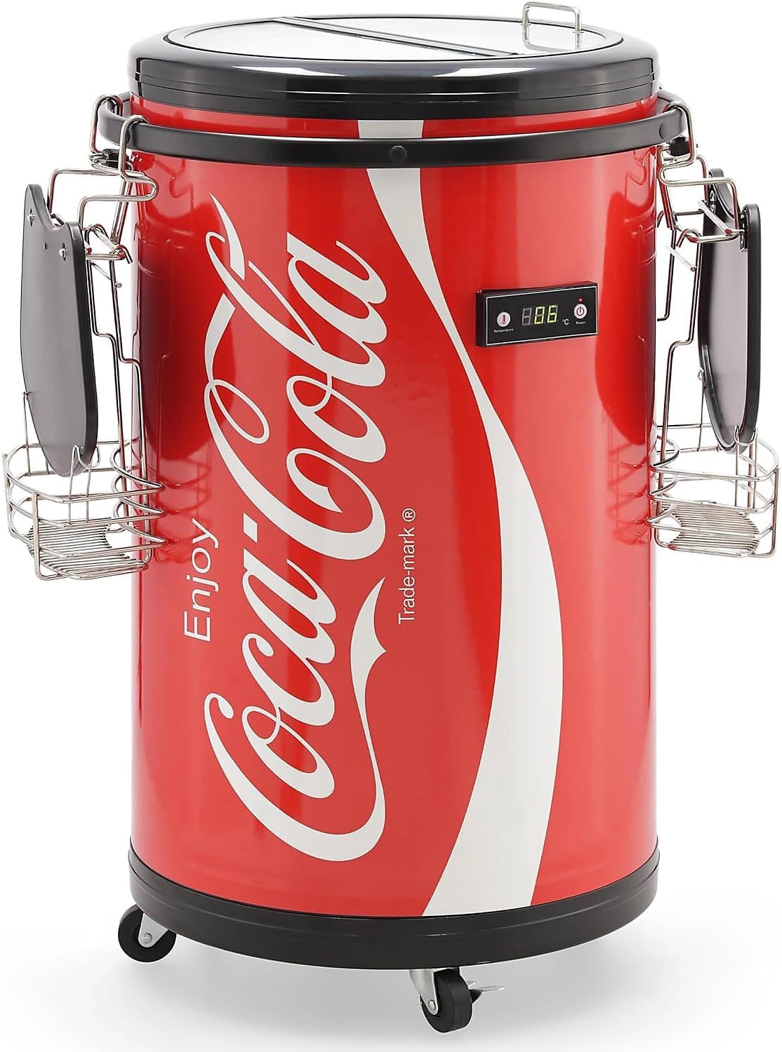 Salco Mini-Kühlschrank, 50 L, Rot/Schwarz, Coca-Cola Partycooler, im stylischen Coca-Cola Design, Getränkekühlschrank