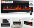 KAMINIO Elektrokamin, 60 Zoll, Schwarz, Marlon - Elektrischer 3-in-1 Kamin mit Heizung, 3D-Flammeneffekt, 12 Flammenfarben