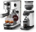 Neretva Kaffeemaschine, 20 Bar, Silber/Schwarz, Siebträgermaschine Klein Edelstahl Professionelle