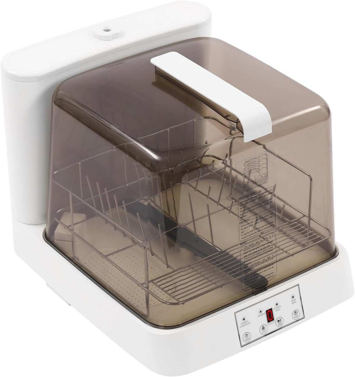 MEHOOSPVN Tischgeschirrspüler, 800 W, 6 L, PP, Weiß/Braun, Mini Spülmaschine freistehend Geschirrspüler, Klein mit/ohne Wasseranschluss benutzbar