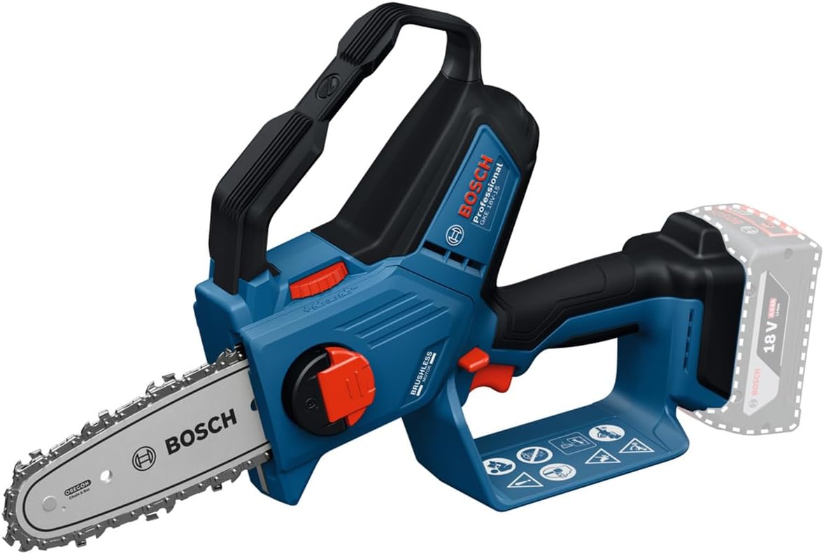 Bosch Professional Kettensäge, 13 cm, 15 cm, 18 V, blau/schwarz/rot, System Astsäge GKE -15 (bis zu 350 Schnitte pro Akku-Ladung