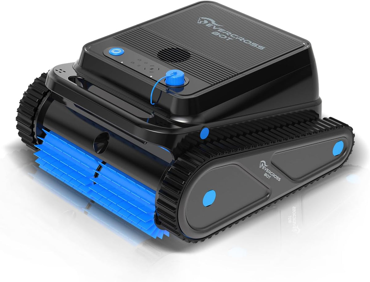 EVERCROSS BOT Poolroboter, schwarz/blau, U8 Poolro er Boden und Wand, Kabelloser Poolsauger Akku mit Wasserlinienreinigung