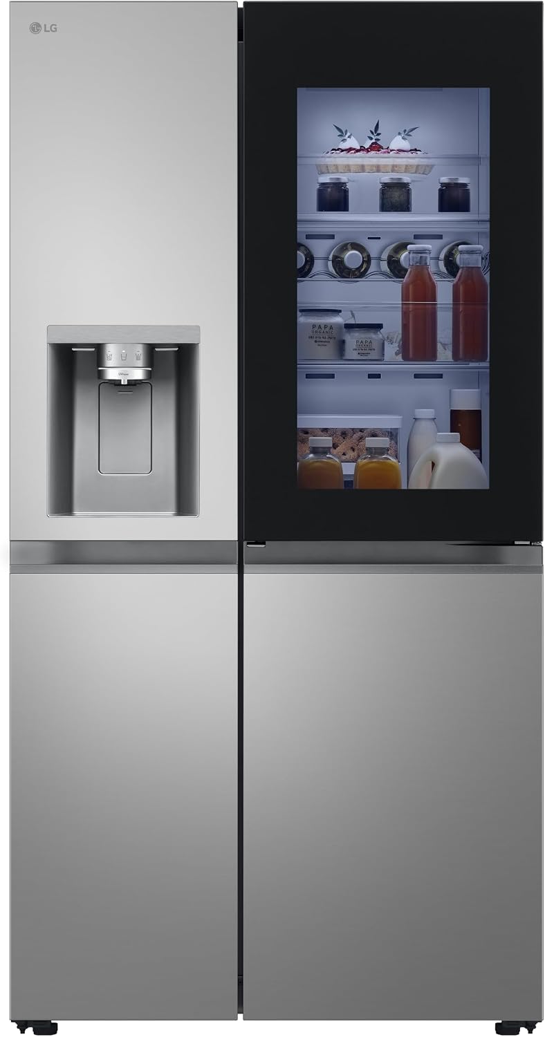 LG Side-by-Side-Kühlschrank, 91,3 cm, Silber/Schwarz, Side by Side GSXE81PYBD mit Wassertank, Total No Frost, InstaView