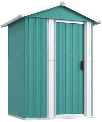 ZEYUAN Gerätehaus, 126x97,5x177 cm, Verzinkter Stahl, Grün, Geräteschuppen, Gartenhaus, Fahrradunterstand, Gartenhütte