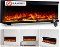 KAMINIO Elektrokamin, 50 Zoll, schwarz, LEA - Elektrischer 3-in-1 Kamin mit Panoramaview, Heizung, 3D-Flammeneffekt