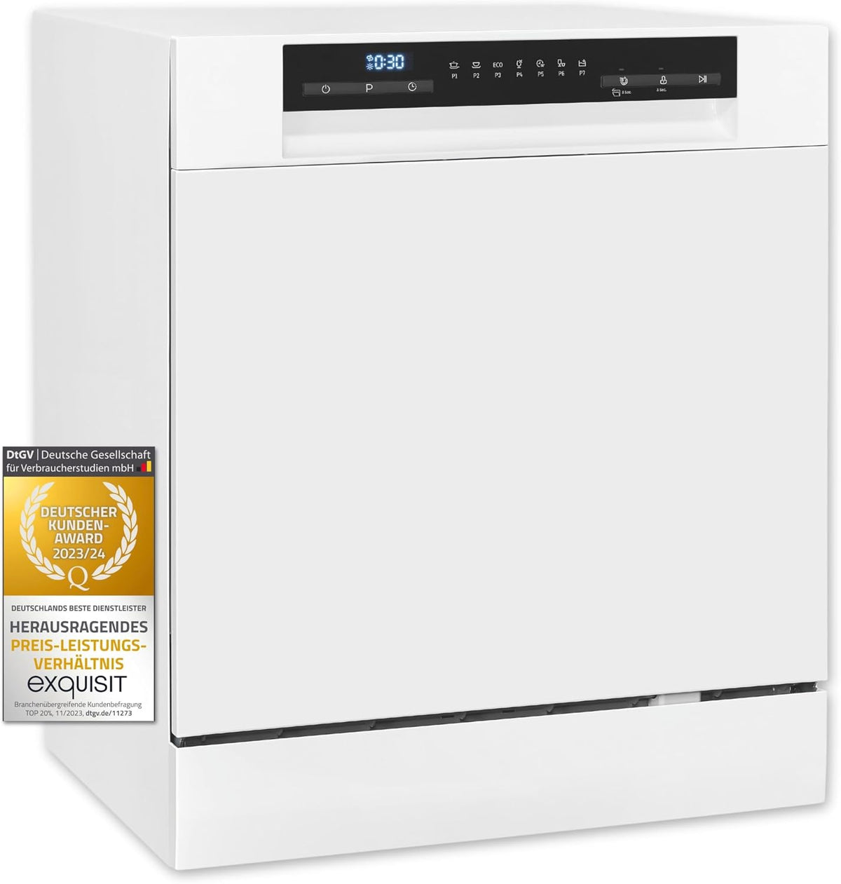 Exquisit Tischgeschirrspüler, 55 cm, Weiß, Mini-Geschirrspüler, Tischspülmaschine, breit, spülmaschine klein, ECO-Modus