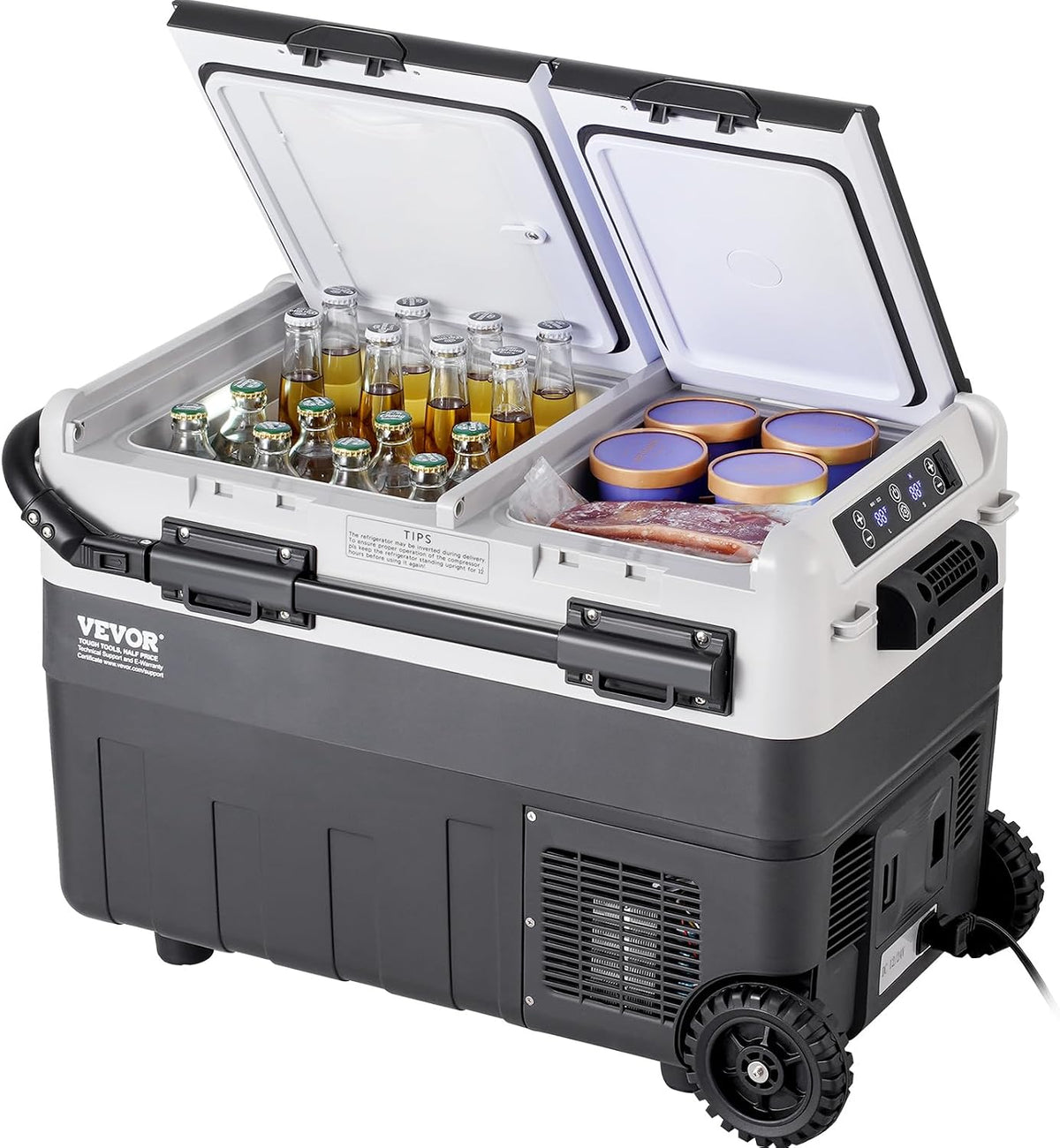VEVOR Gefrierschrank, 50 L, Schwarz/Weiß, Tragbarer Autokühlschrank, 12-Volt-Autokühlschrank, tragbarer Dual-Zone