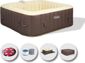 EASE.ZONE Badewannen mit Sprudelfunktion, 185 x 65 cm, Braun/Beige, SPA Aufblasbarer Whirlpool, beheizbar, 6 Personen