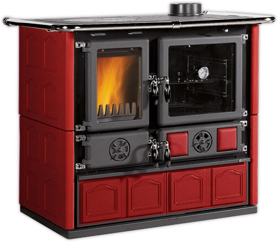 La Nordica Backofen, 8,8 kW, Bordeaux/Schwarz, Holzherd, ROSA.16 MAIOLICA, Bordeaux