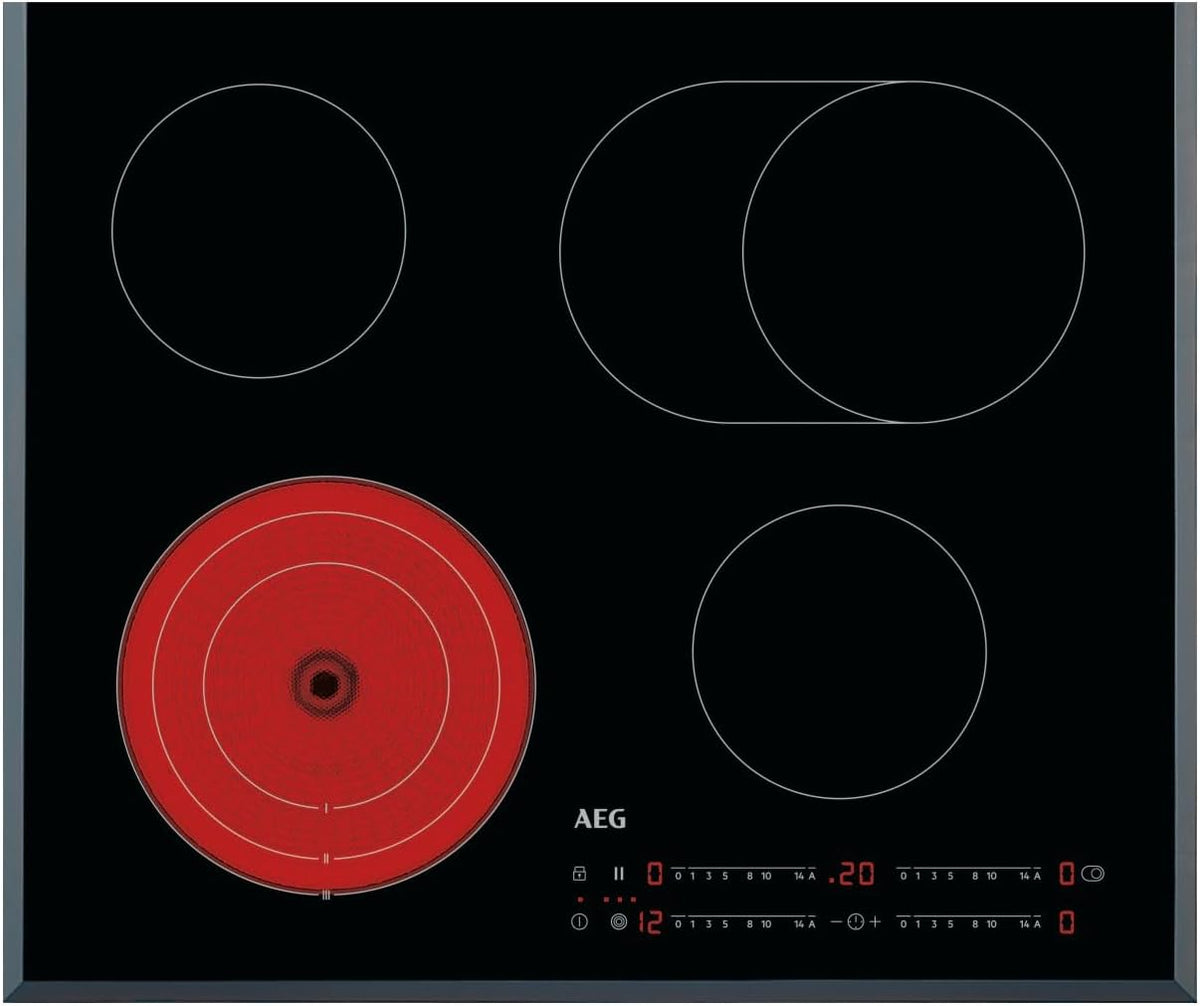 AEG Kochfeld, 60 cm, Schwarz/Rot, Glaskeramik autark / 4 Zonen mit Bräter