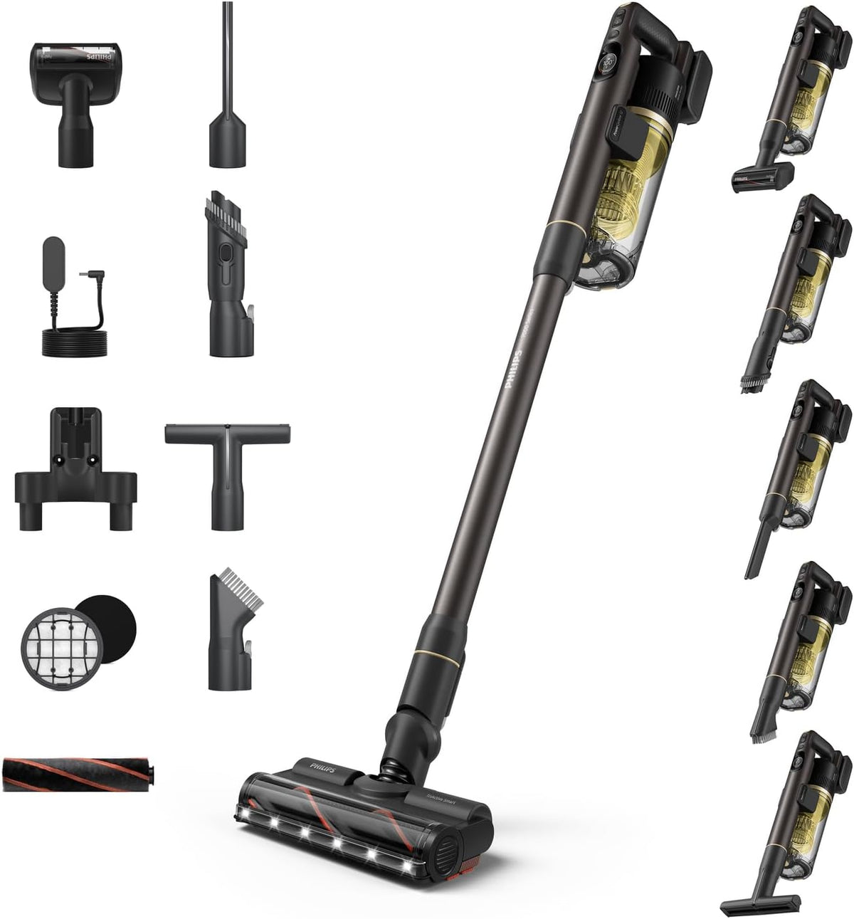 Philips Staubsauger, 1,7 kg, 25,2 V, 0,6 L, Schwarz/Gelb, SpeedPro Max Akku- 7000 Series, Hellgelb, 3-stufige Filterung