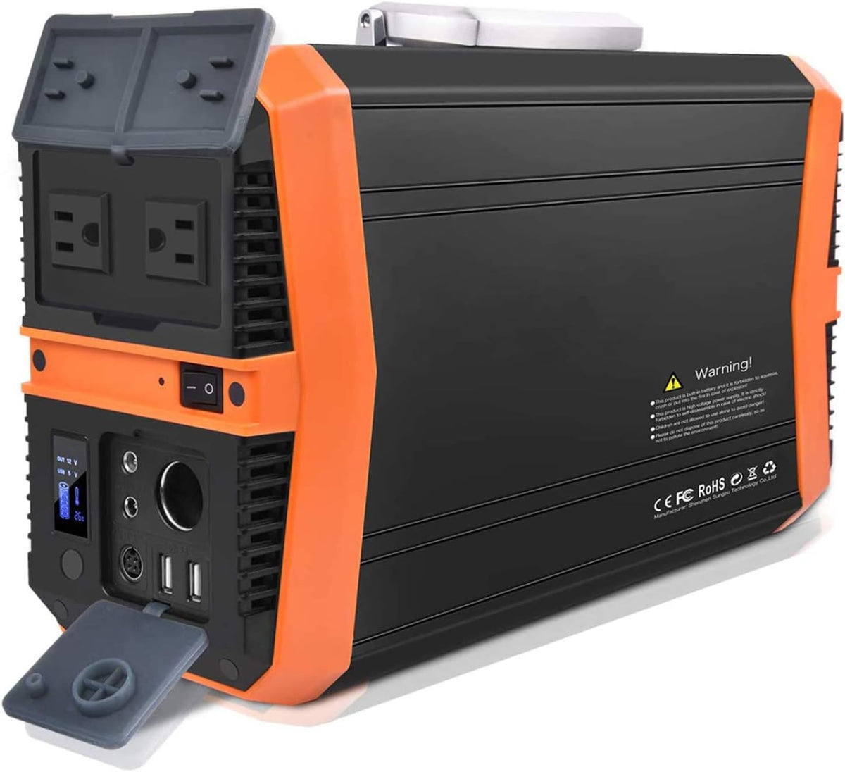 SSCYHT Powerstation, 524 Wh, 500 W, 110v, Schwarz/Orange, Solargenerator, Power Station Solargenerator Reiner Sinus-Wechselrichter