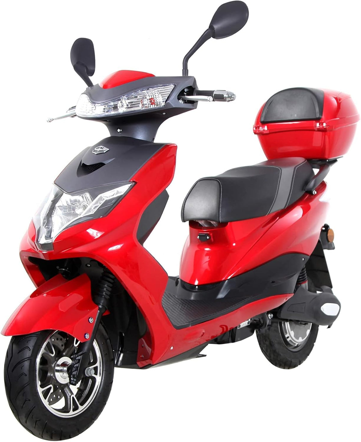 elrofu E-Scooter, Rot, Elektroroller 'Eagle Li', 2000 Watt, 60 km Reichweite, Straßenzulassung, Lithium-Akku, Elektro Roller