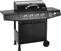 TAINO Gasgrill, Schwarz, BASIC 4+1 BBQ Grillwagen Edelstahl-Brenner + Seitenkocher