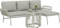 Gartenmöbel-Set Outsunny, Hellgrau, Polyrattan Gartenmöbel Set 3-teilig, Lounge Set mit Chaiselongue Zweisitzersofa Glastisch