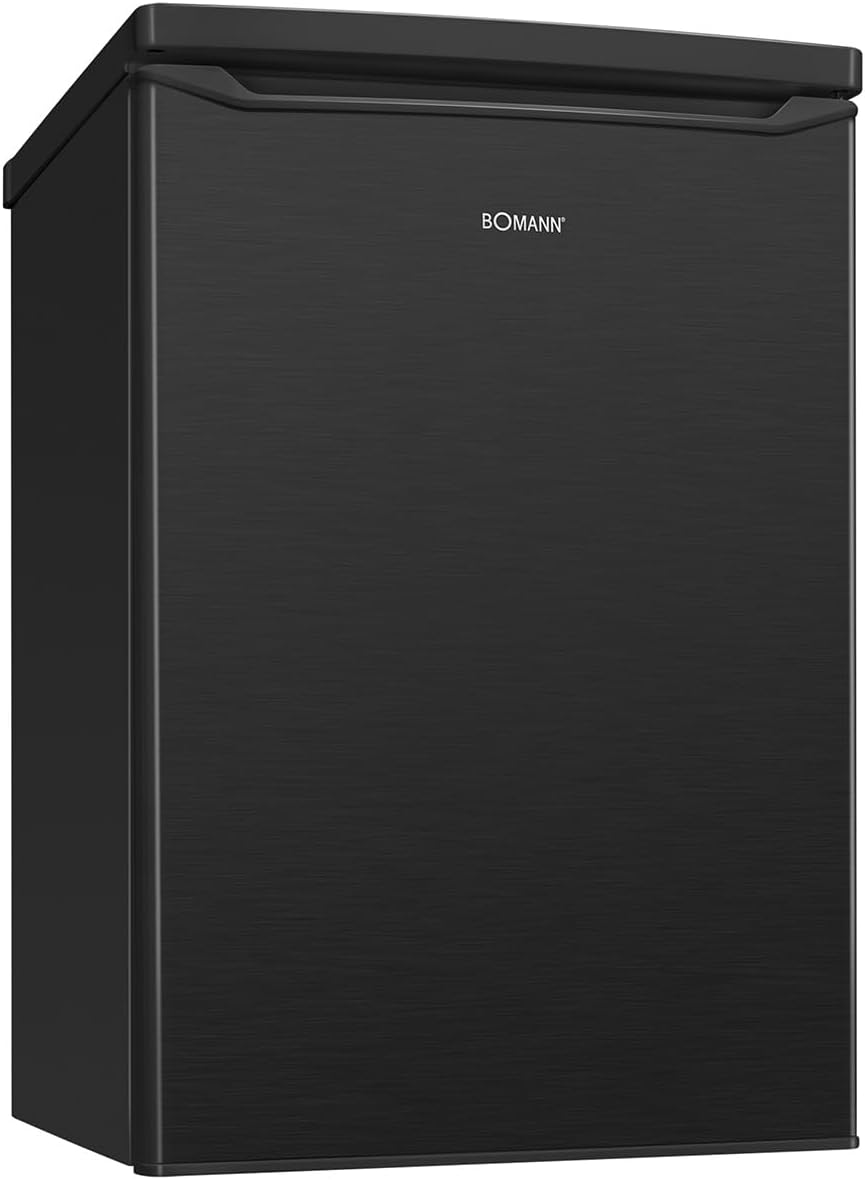 Bomann Kühlschrank, 109 Liter, Schwarz, ® mit Gefrierfach, energieeffizient, leise & kompakt, 2 Ablagen, Obst- & Gemüsefach
