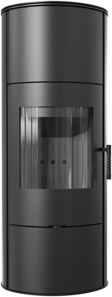 kratki Kaminofen, 150 mm, 7 kW, Schwarz, aus Stahl Rollo bereit Satz Ø 150 mit Raumluftunabhängig, Blass Verkleidung