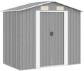 Gerätehaus vidaXL, 204x132x186 cm, Grau/Weiß, Metall Grau Schuppen Gartenhaus Geräteschuppen