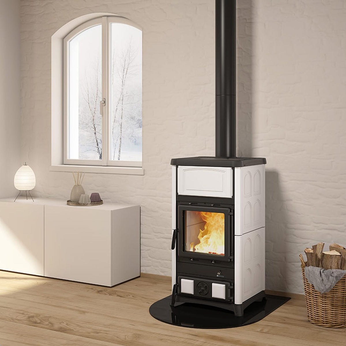 Nordica Kaminofen, Weiß/Schwarz, stufa a legna concita 2.0 - bianco infinity - 30966
