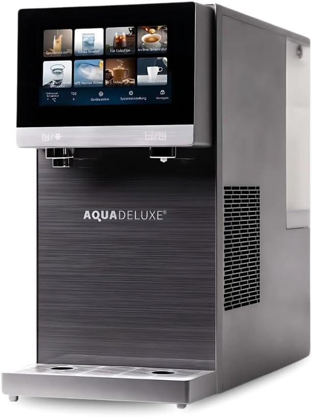 SPRUDELUX Heißwasserspender, Schwarz/Silber, PRO TOUCH, Wasserspender mit Umkehrosmose & Sprudelwasser, 5in1: Sprudel