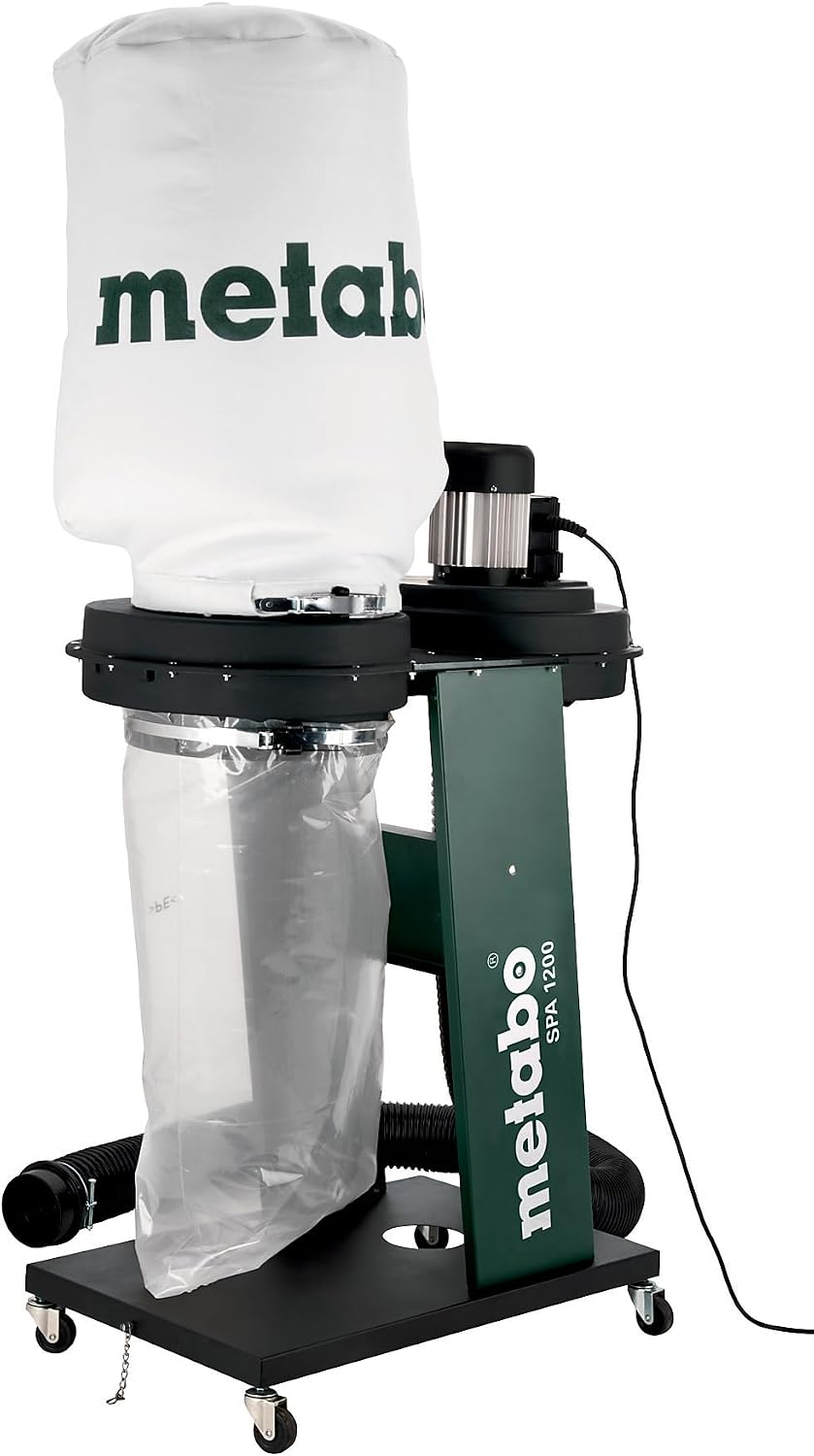 metabo Dunstabzugshaube, 100 mm, 550 W, 65 L, Weiß/Grün/Schwarz, Späneabsauganlage SPA 1200-, Spänesack, Schlauchanschluss - Staubklasse L