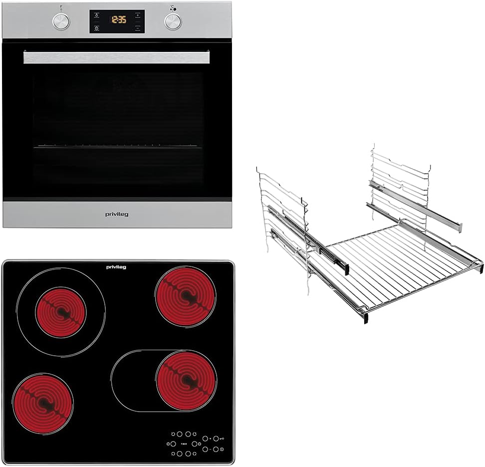 Privileg Backofen, 71 L, Silber/Schwarz, BAKO Turn&Cook 400 Einbau- mit Glaskeramik-Kochfeld/