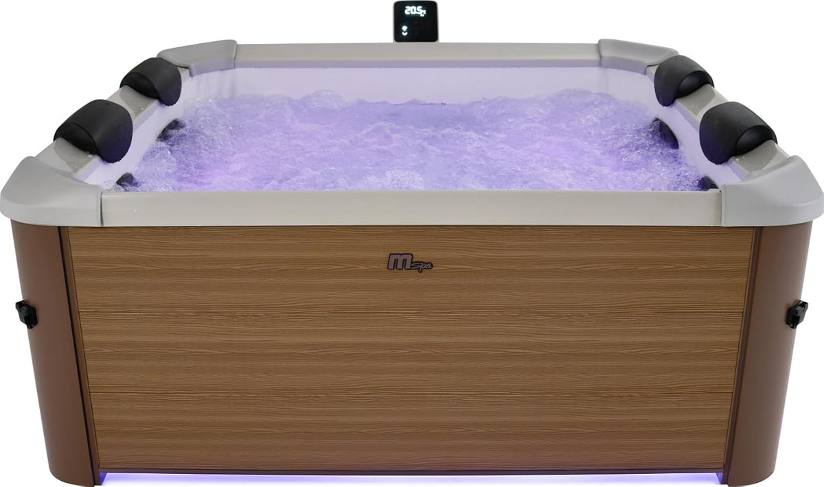 DEKO VERTRIEB BAYERN Powerstation, Braun/Grau/Lila, Premium MSPA LED Whirlpool Outdoor Pool 160x160 UVC+OZON