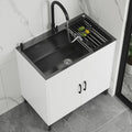 DIHRVTHC 1Becken, 50 cm, Schwarz/Weiß, Spülenunterschrank, Küchenspüle Mit Unterschrank, Spülenschrank Mit Spüle Und Armatur
