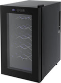 Shalmidor Weinkühlschrank, 46 l/ 10.12 GAL, 46 Liter, Kaltgeschwollter Blatt, Kunststoff, geschmittertes Glas, Eisen, Schwarz