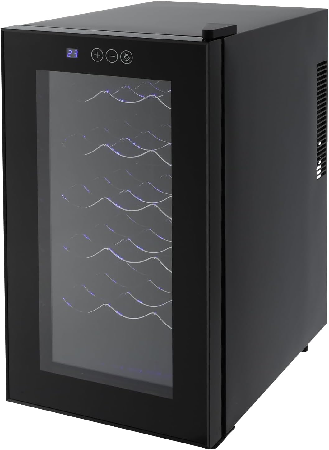 Shalmidor Weinkühlschrank, 46 l/ 10.12 GAL, 46 Liter, Kaltgeschwollter Blatt, Kunststoff, geschmittertes Glas, Eisen, Schwarz