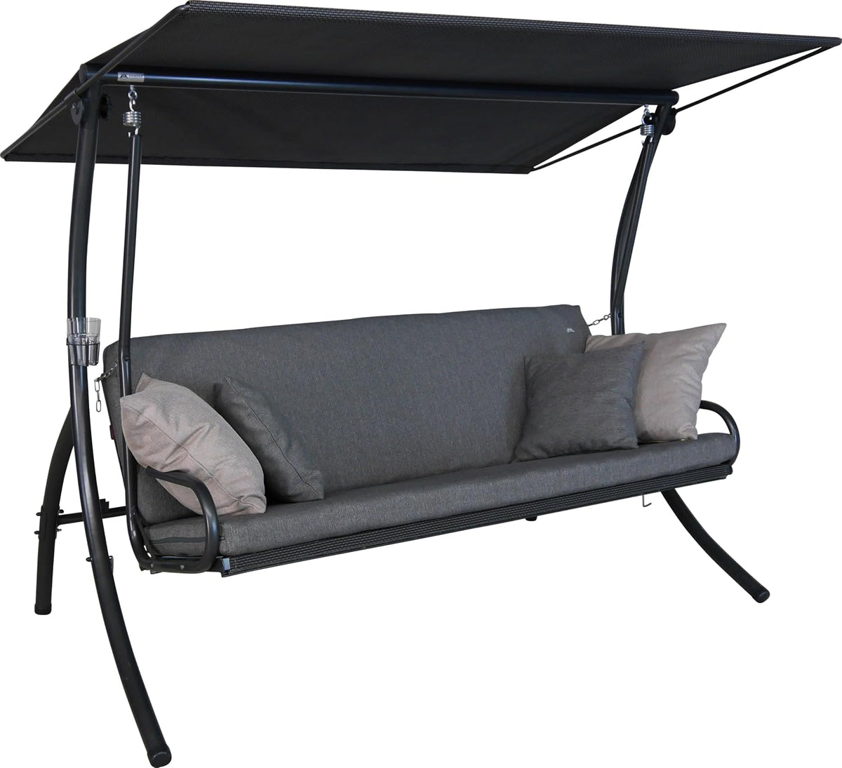 ANGERER Bett, Grau/Schwarz, Hollywoodschaukel Elegance Smart, Schaukel zum Sitzen, Liegen & Entspannen, inkl. -Funktion