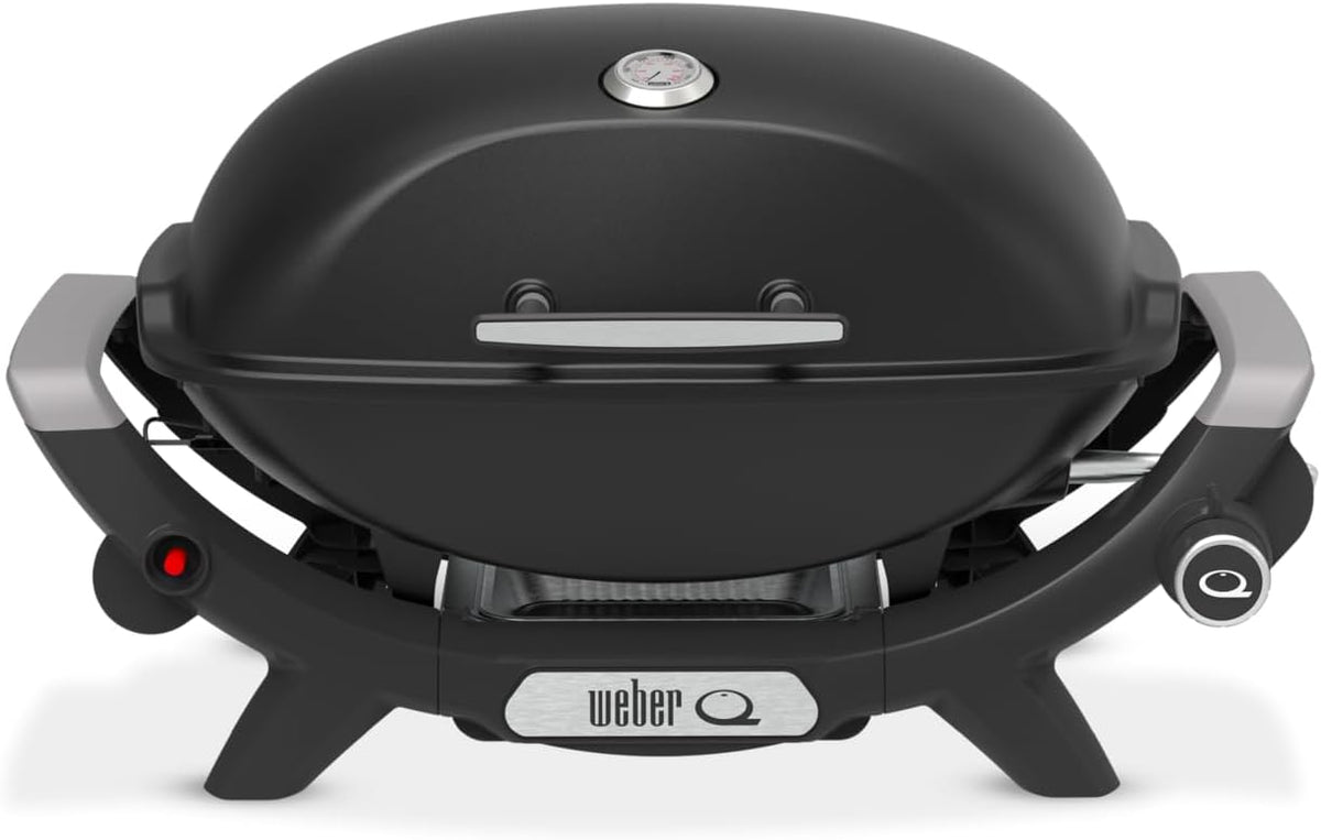 Weber Tisch-Gasgrill Q 2000 mit 1 Brenner Schwarz Gasgrill, 53 x 38 cm, Schwarz