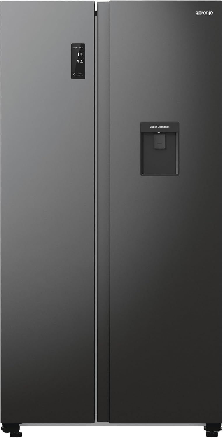 Gorenje Kühl-Gefrierkombination, 178,6 cm, schwarz, NRR 9185 EABXLWD Side by Side, Made in Europe, EEK E, NoFrostPlus