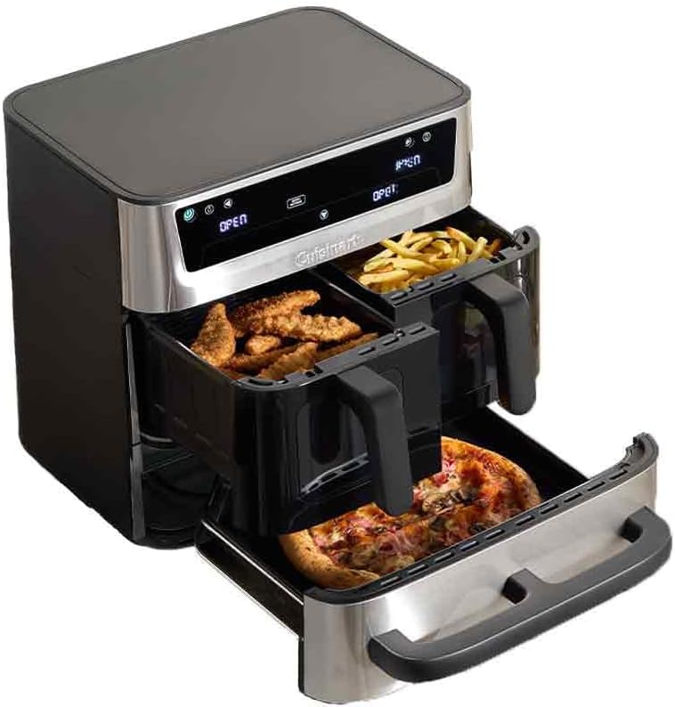 Cuisinart Heissluftfritteuse, 13,6 L, 4,3 L, 5 L, Schwarz/Silber, Tri Zone Heißluftfritteuse & Ofen, PFAS-frei, 3 Zonen