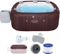 Bestway Aufblasbare Pools, 201 x 201 x 80 cm, Mahagoni/Grau/Weiß, LAY-Z-SPA Energiespar-Whirlpool Maldives HydroJet Pro