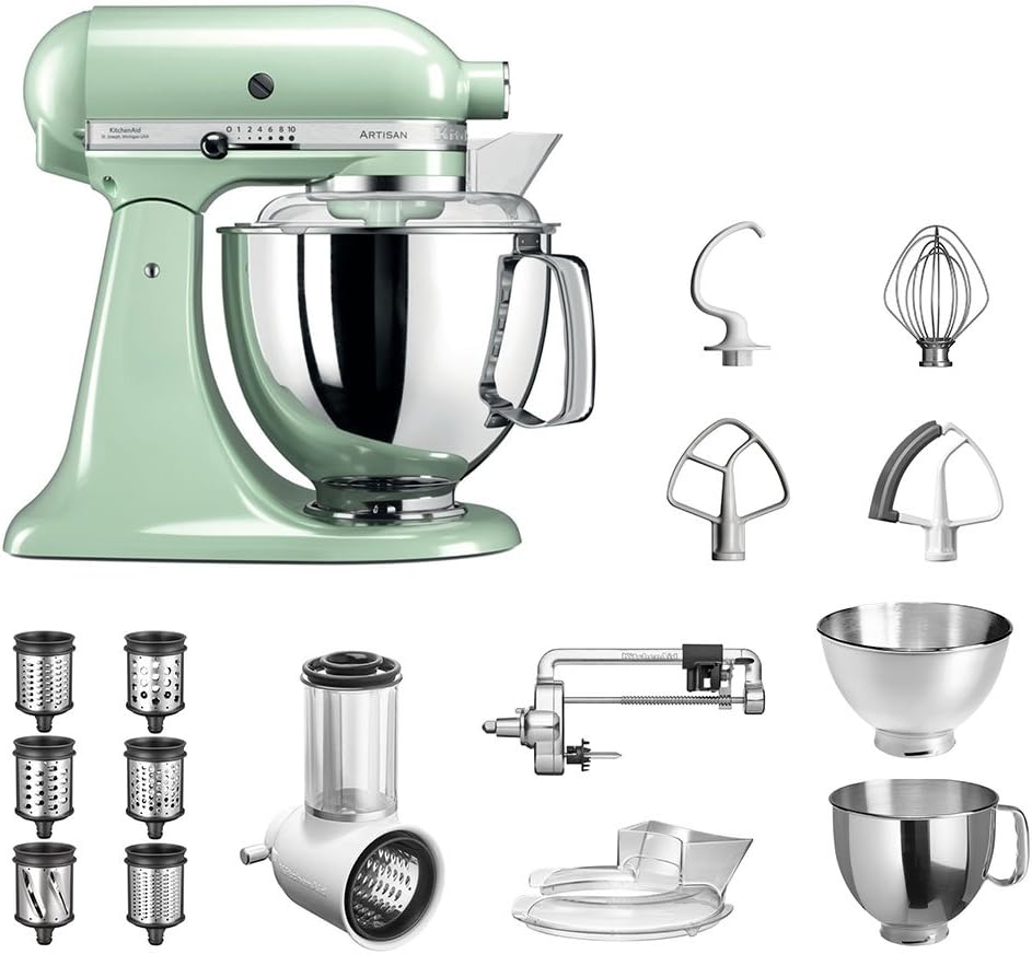 KitchenAid Gemüsehobel, Pistazie/Silber, Küchenmaschine Artisan, 5KSM175PS, Veggie Paket inkl. TOP Zubehör: Gemüseschneider