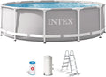 Intex Stahlrahmenpool, 366x99 cm, 2006 L, 8592 L, Grau, 26716NP, Aufstellpool Prism Frame Rund, Filterpumpe /h