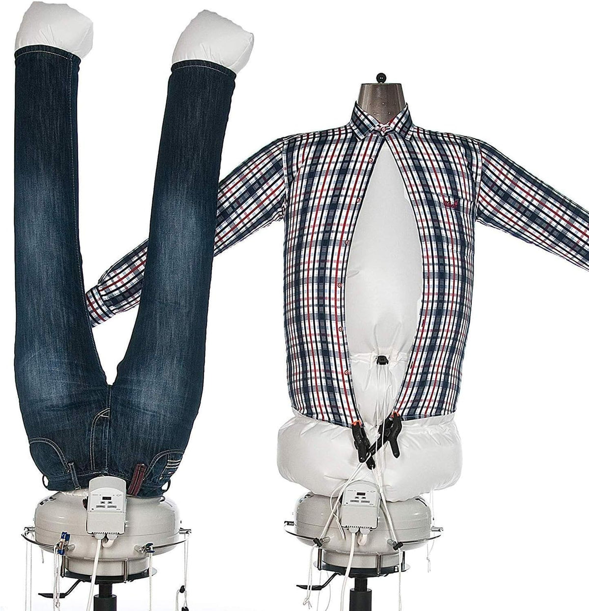 TUBIE Wärmepumpentrockner, blau/weiß, Original Hemdenbügler Bügelpuppe Blusenbügler Bügelmaschine