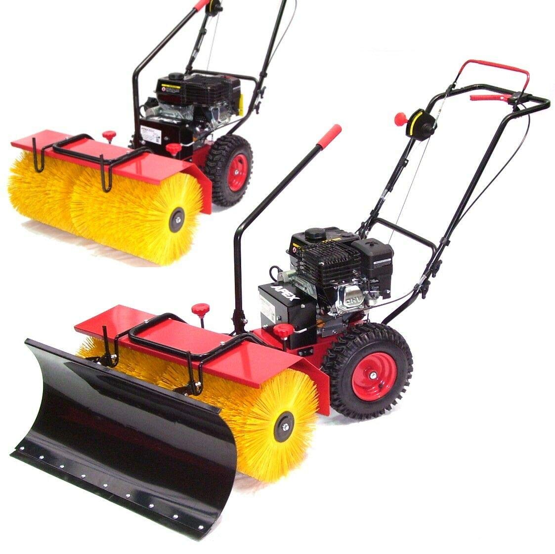 D&L Schneefräse, 800 mm, 80 cm, Rot/Schwarz/Gelb, 55736 Elektro Start 3in1 Kehrmaschine + Schneeschild