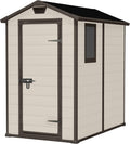 Keter Gerätehaus, 130x192x198 cm, 111x177x190 cm, 3.8m, Beige/Braun, Manor 4x6S Gartenhaus wetterfest ³, Kunststoff