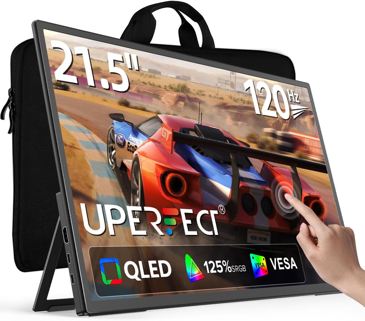 UPERFECT Laptop, Schwarz, 21.5' 120 Hz QLED Touchscreen Portable Gaming Monitor 125%, VESA Kompatibel