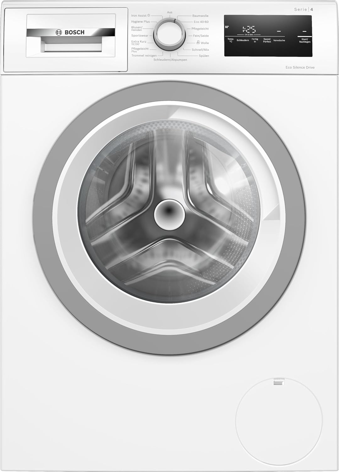 Wan28K43 Washing machine Waschmaschine, 9 kg, Weiß/Silber, Bosch WAN2812A Serie 4, 1400 UpM, Iron Assist: Dampf zum Entknittern