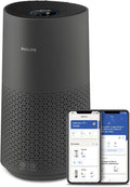 Philips Dunstabzugshaube, 78 m, Grau/Schwarz, Luftreiniger der Serie 1000i, Entfernt Keime, Staub und Allergene in Räumen bis zu ²