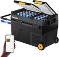 BougeRV Kühlschrank, 230 V, 49 L, 12 V, 24 V, Schwarz/Gelb, CRD2 Kompressor Kühlbox mit Gefrierfach Doppeltür Dualzonen