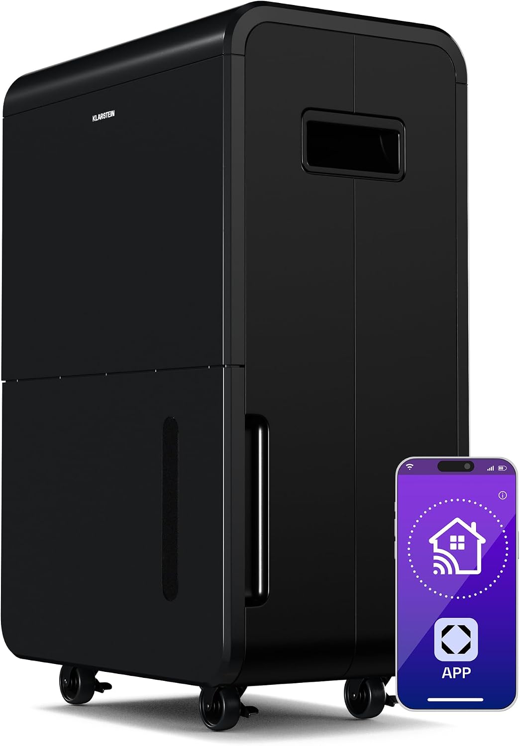 Klarstein Luftentfeuchter, 90 m, 70 L, 8 L, Schwarz, DryFy Grand Smart - WLAN-App-Steuerung, Tank, 24h Timer, Automatische Abschaltung