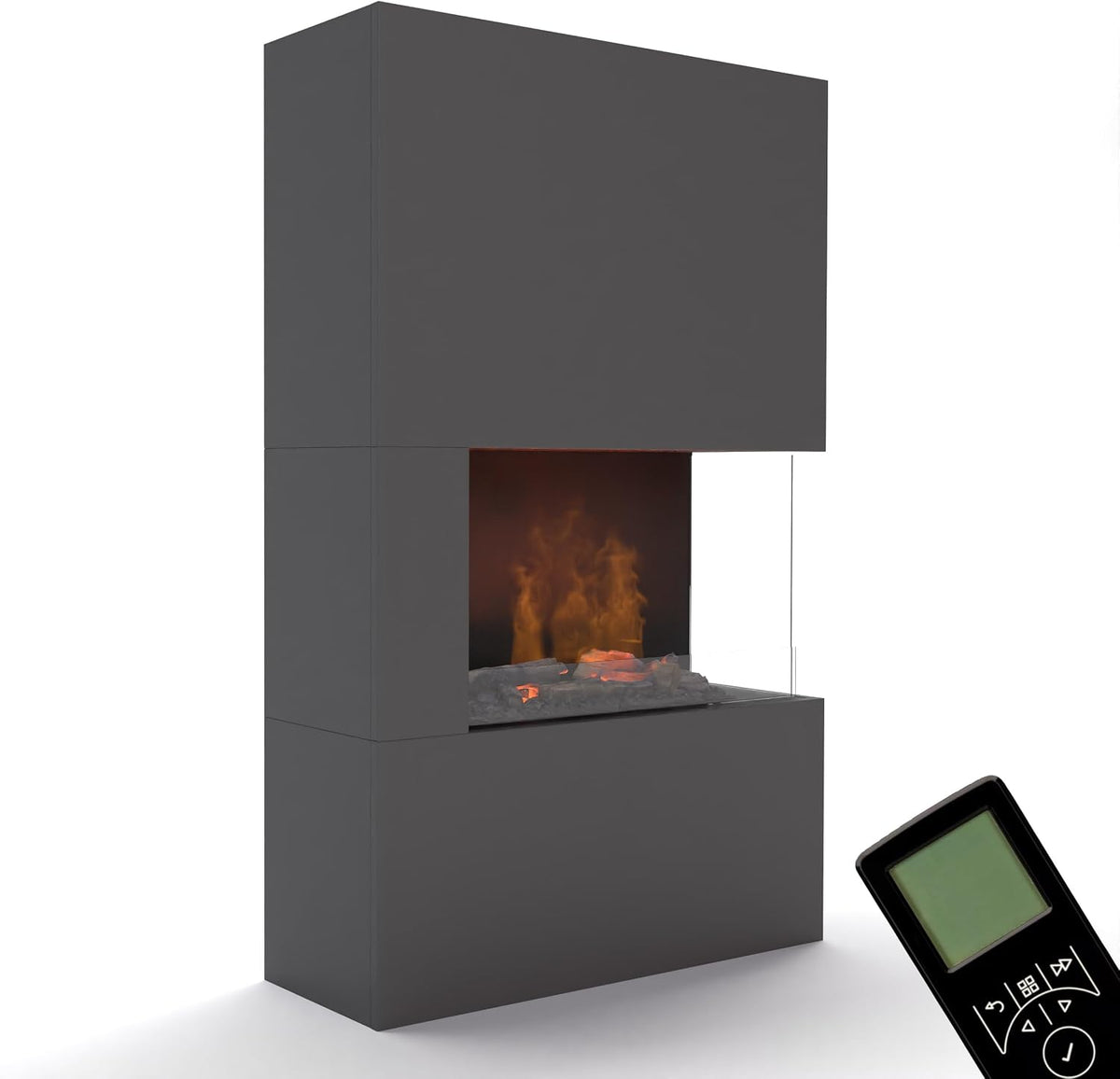 GLOW FIRE Elektrokamin, 91x150x35 cm, Grau, Wasserdampf Kamin Rechts TUCHOLSKY (Standkamin) - mit LED, Knistereffekt