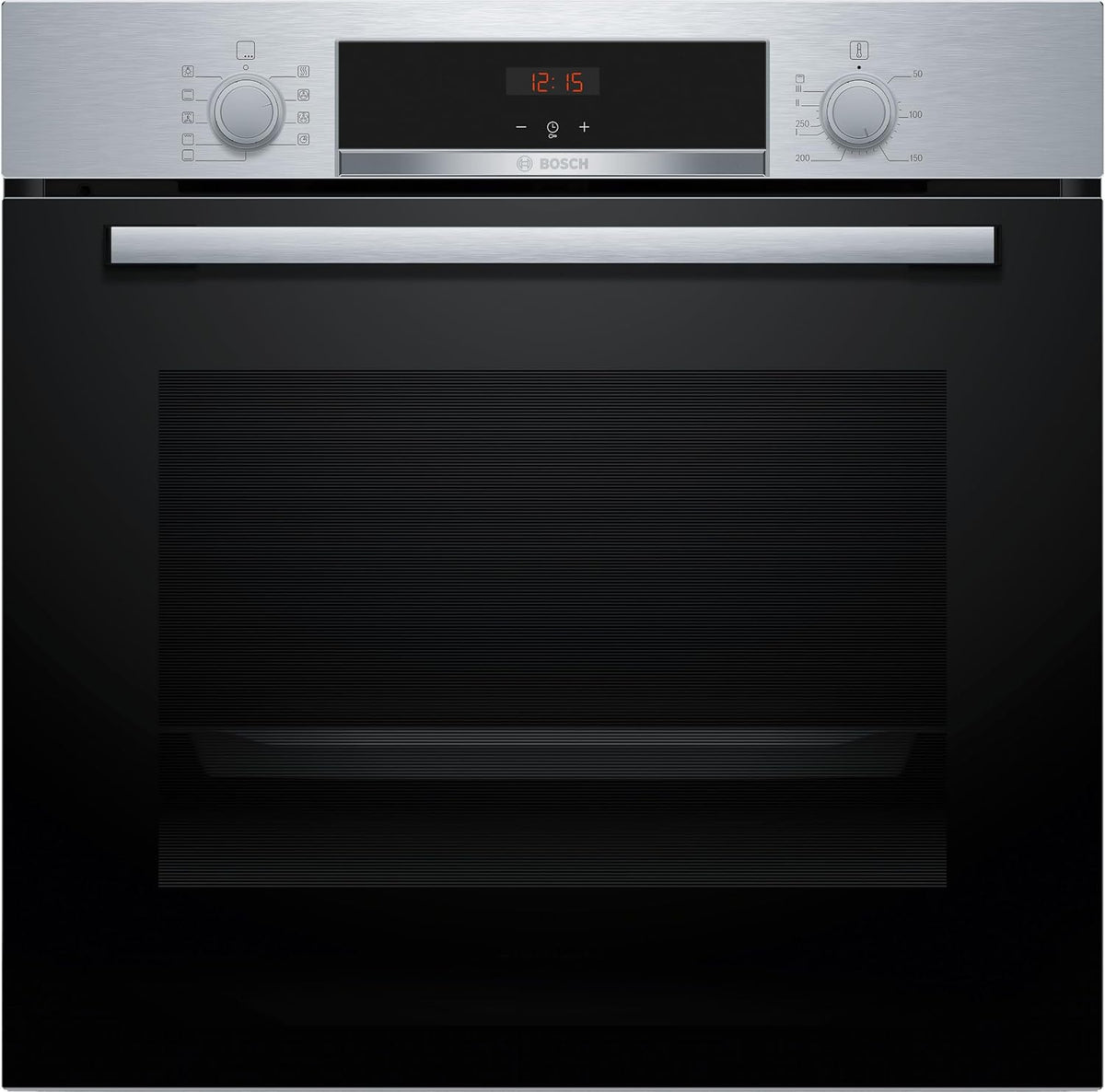Bosch Backofen, 60 x 60 cm, Schwarz/Edelstahl, HBA514BS3, Serie 4, Einbau-, LED-Display-Steuerung, Hydrolytische Reinigungshilfe